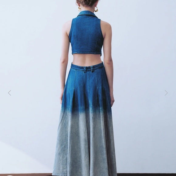 Worn Once! In pristine condition Urban Revivo Gradient Cut Out Denim Dress XXL - Picture 4 of 9